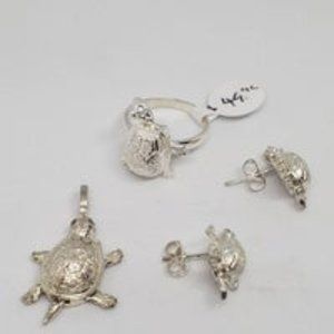 Real .925 Sterling Silver Turtle Set